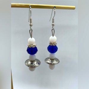 Blue and White Elegant Dangle Earrings